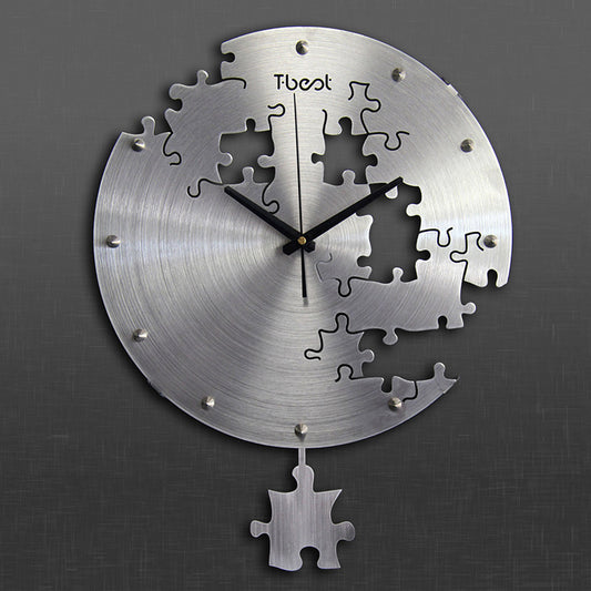 Orologio da parete Puzzle pieces argento