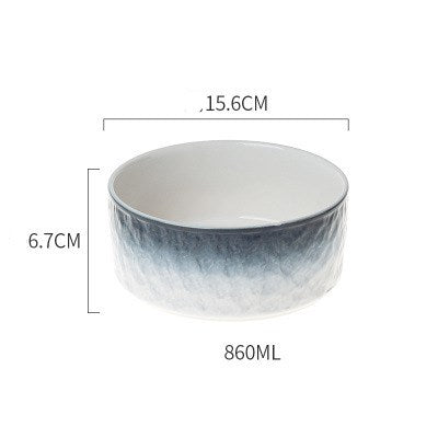 Ciotola grigio-azzurra sfumata con legno