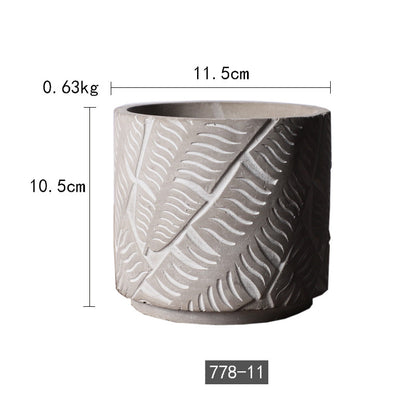 Vaso cemento motivo foglie