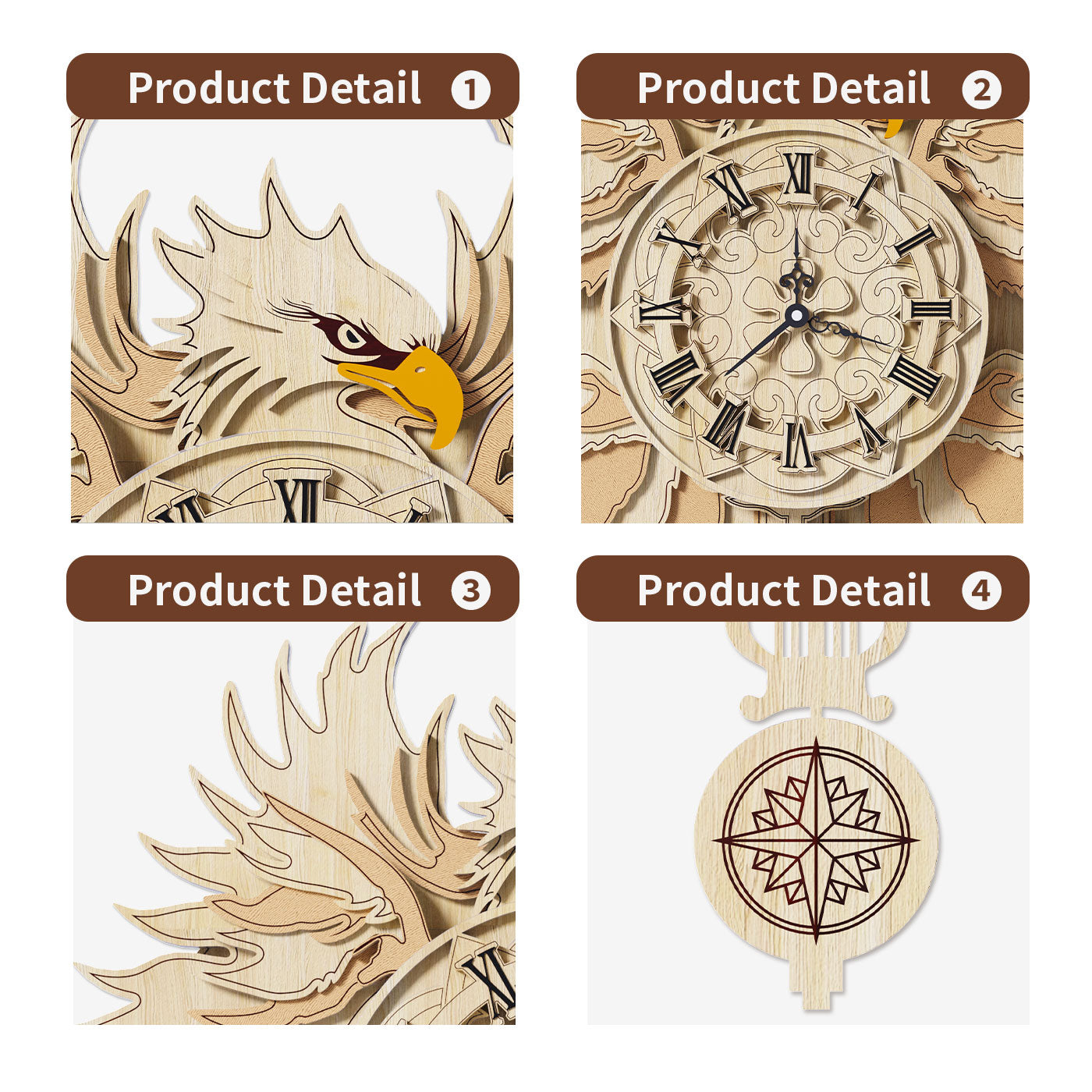 Orologio da parete Aquila legno