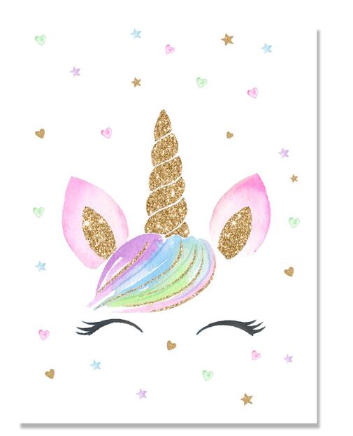 Quadro su tela Unicorno glitter pastello