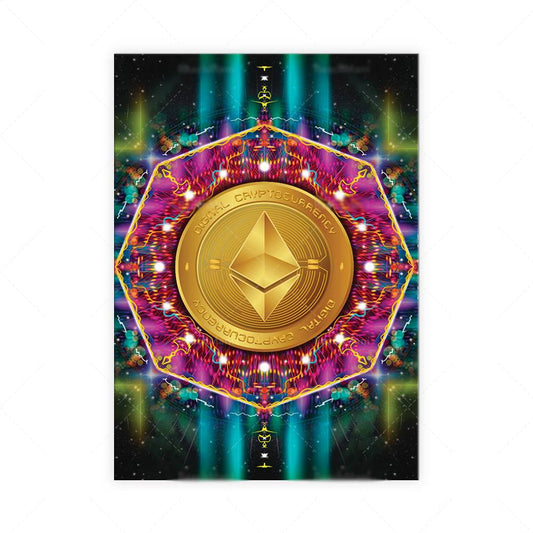 Quadro su tela Moneta ethereum luminosa