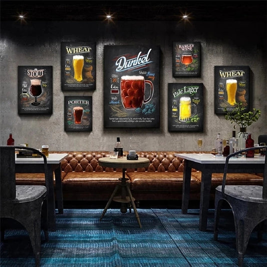 Quadro su tela Tipi di birra illustrati