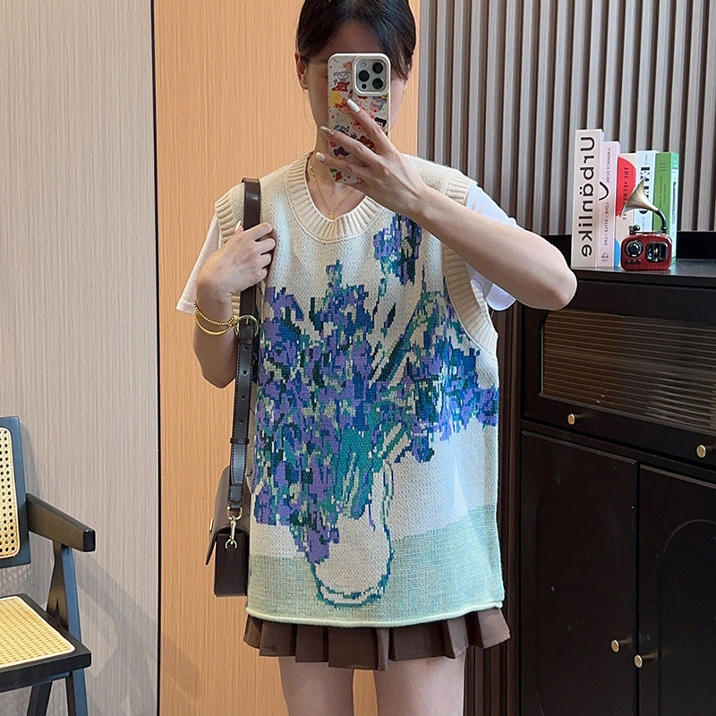 Gilet maglia stampa