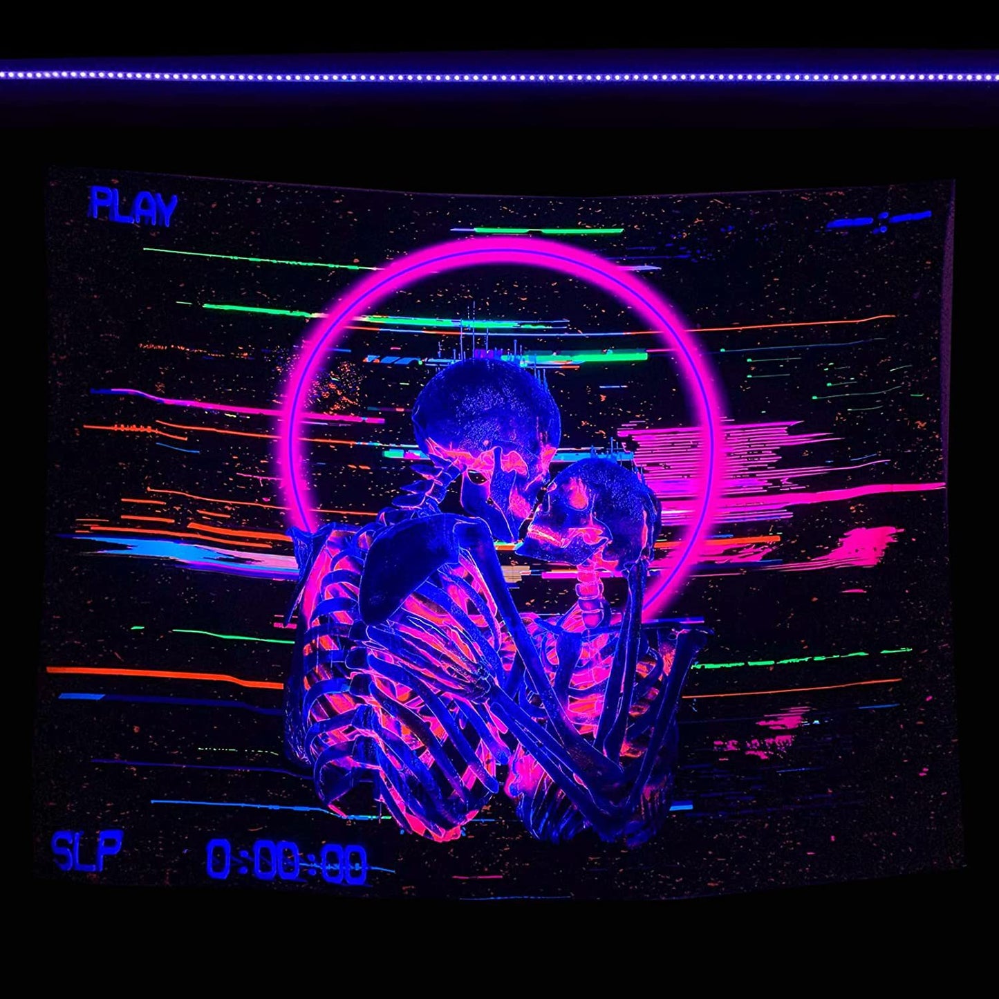 Arazzo teschio neon