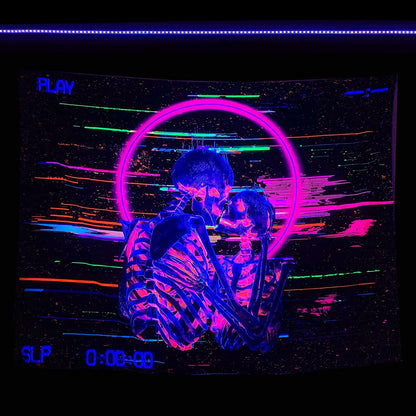 Arazzo teschio neon