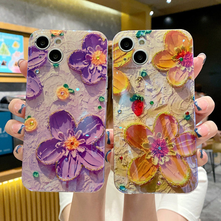 Custodia telefono fiori cristalli