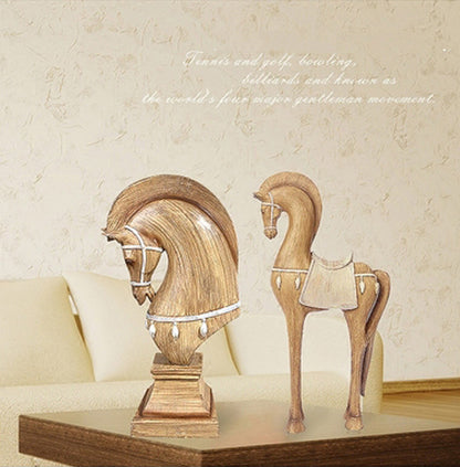 Busto cavallo legno naturale decorato