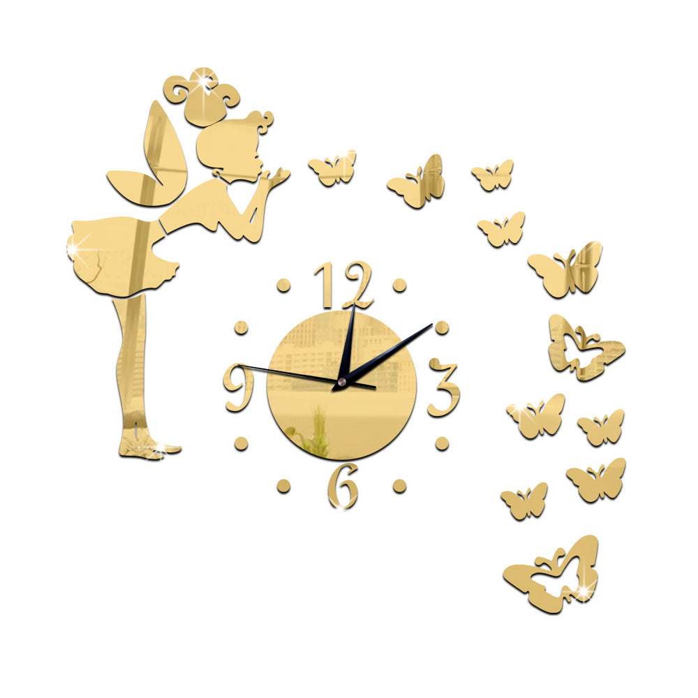 Orologio da parete Donna con farfalle dorata
