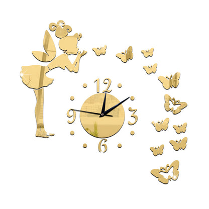 Orologio da parete Donna con farfalle dorata