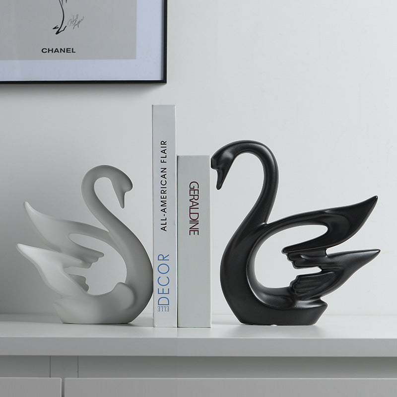 Cigno bianco nero ceramica