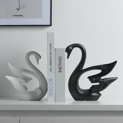 Cigno bianco nero ceramica