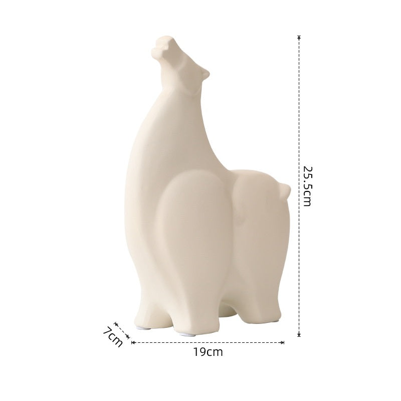 Scultura cavallo in ceramica bianco nero