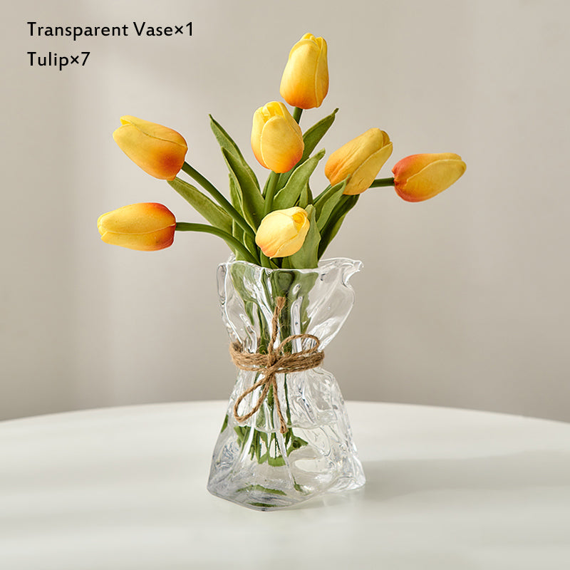 Vaso vetro fiori secchi