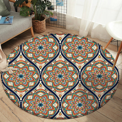 Tappeto rotondo mandala patchwork colorato