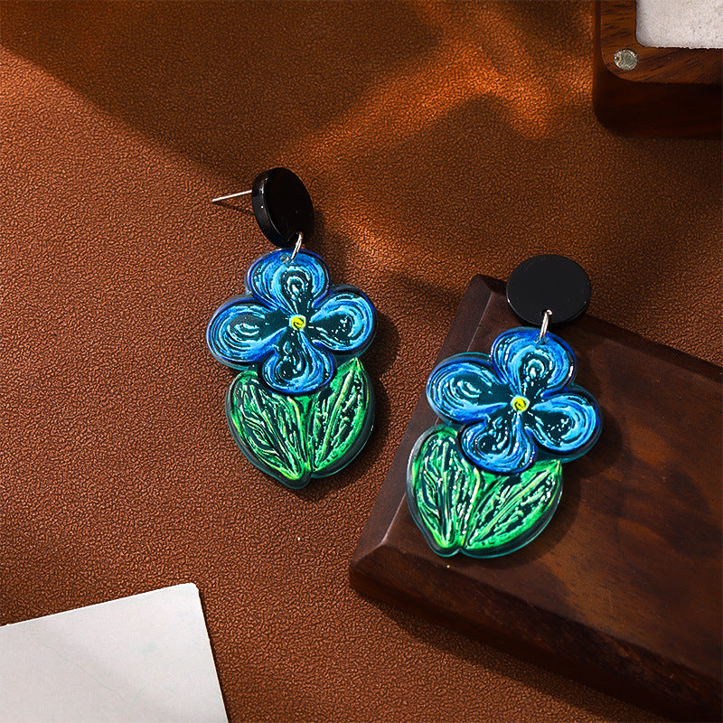 Orecchini fiore blu