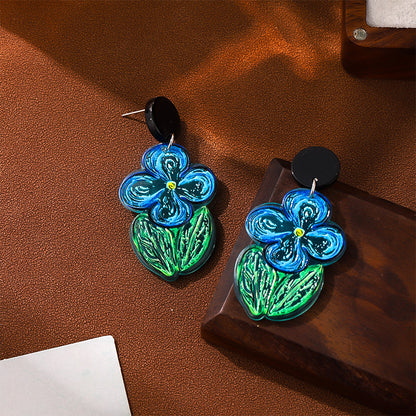 Orecchini fiore blu