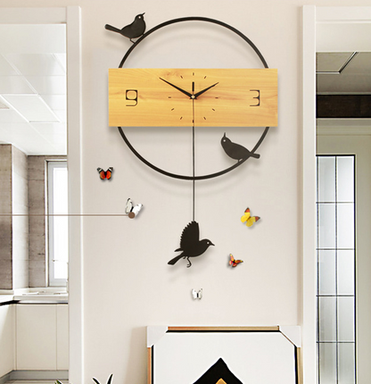 Orologio da parete Uccelli nero