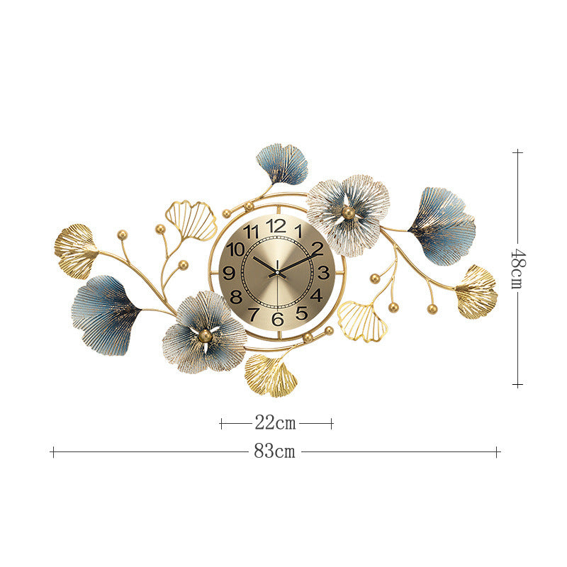 Orologio da parete Fiori oro blu