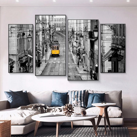 Quadro su tela Paesaggio urbano bianco e nero