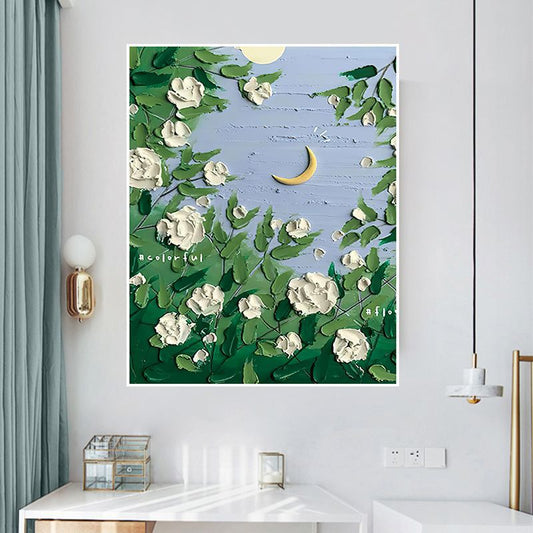 Adesivo murale Rose bianche e luna