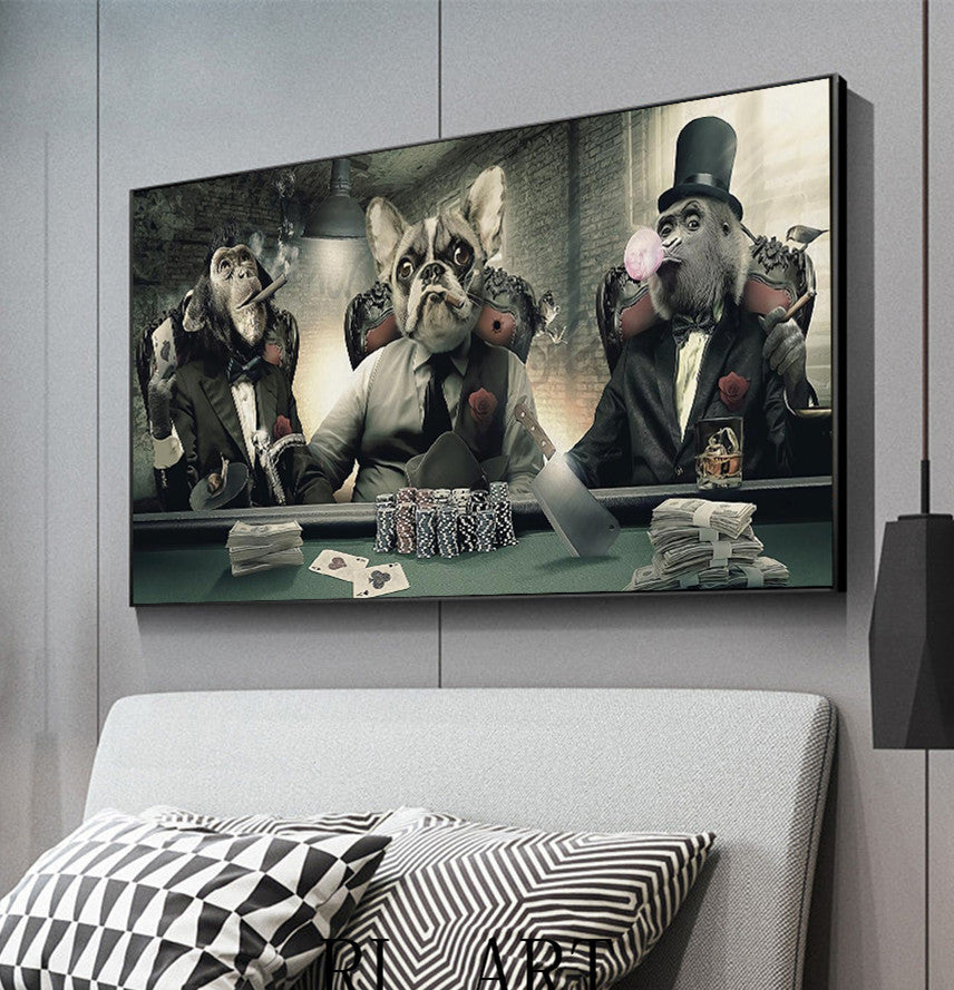 Quadro scimmie e cani