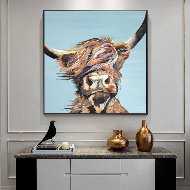 Quadro mucca acquerello