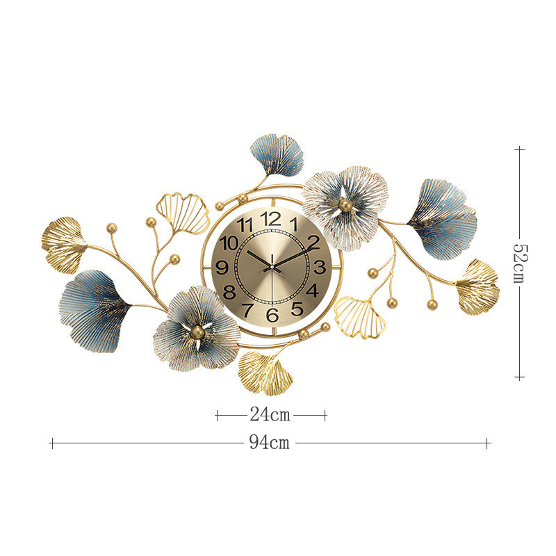 Orologio da parete Fiori oro blu