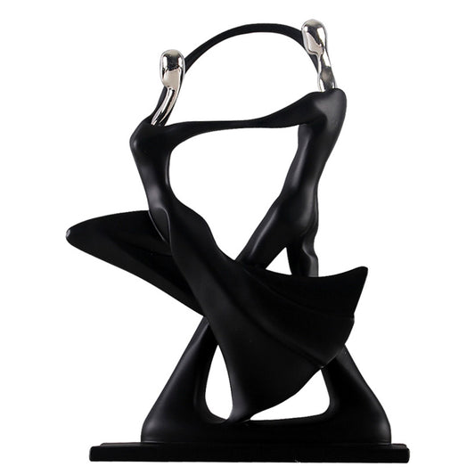 Scultura coppia nera argento abbracciate
