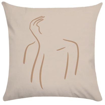 Copricuscino beige stampa motivi astratti