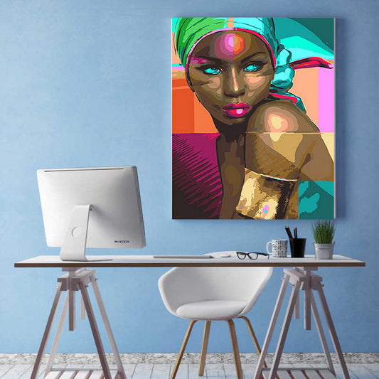 Quadro su tela Donna pop art con turbante