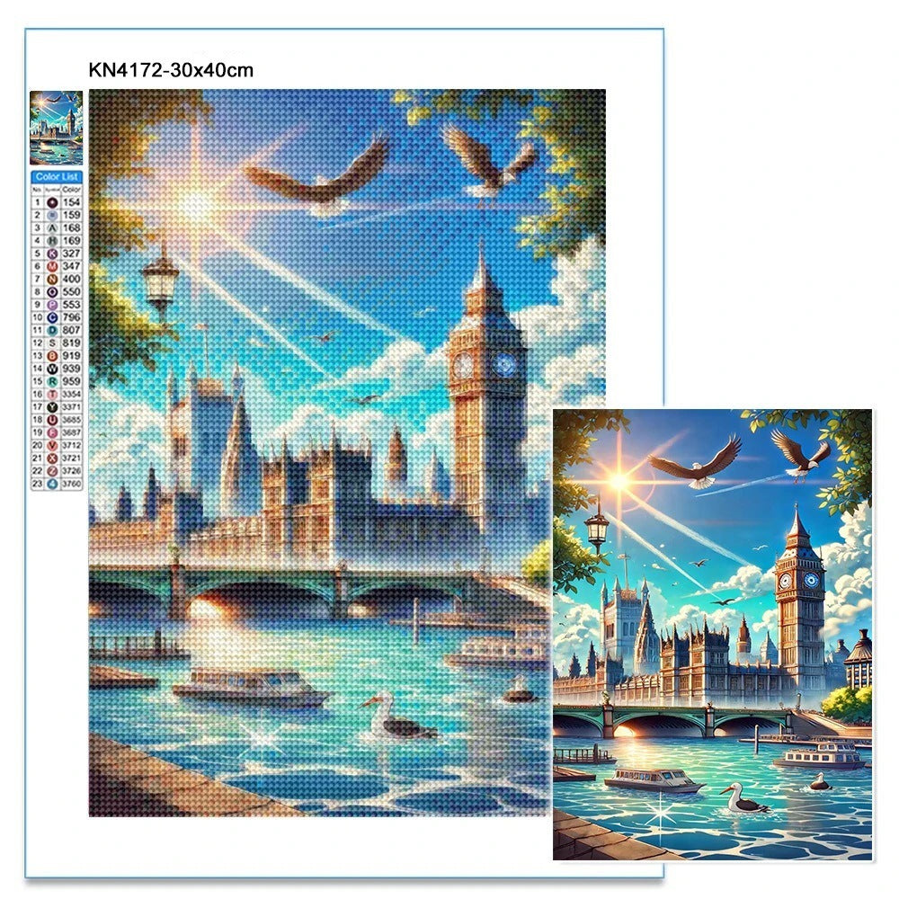 Quadro ricamato paesaggio