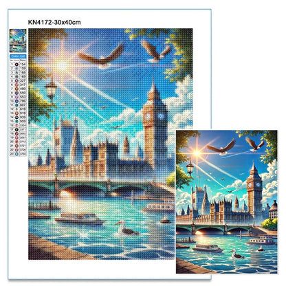 Quadro ricamato paesaggio