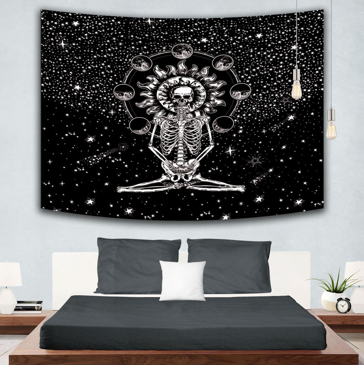 Adesivo murale Teschio corvo bianco nero incisione
