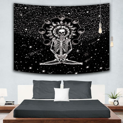 Adesivo murale Teschio corvo bianco nero incisione