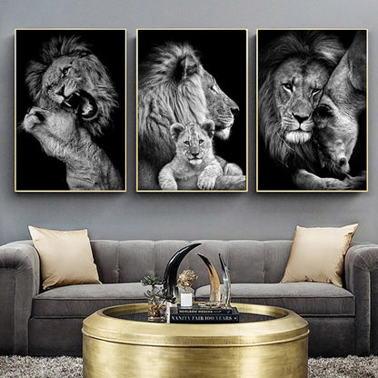 Quadro famiglia di leoni