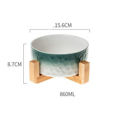Ciotola grigio-azzurra sfumata con legno