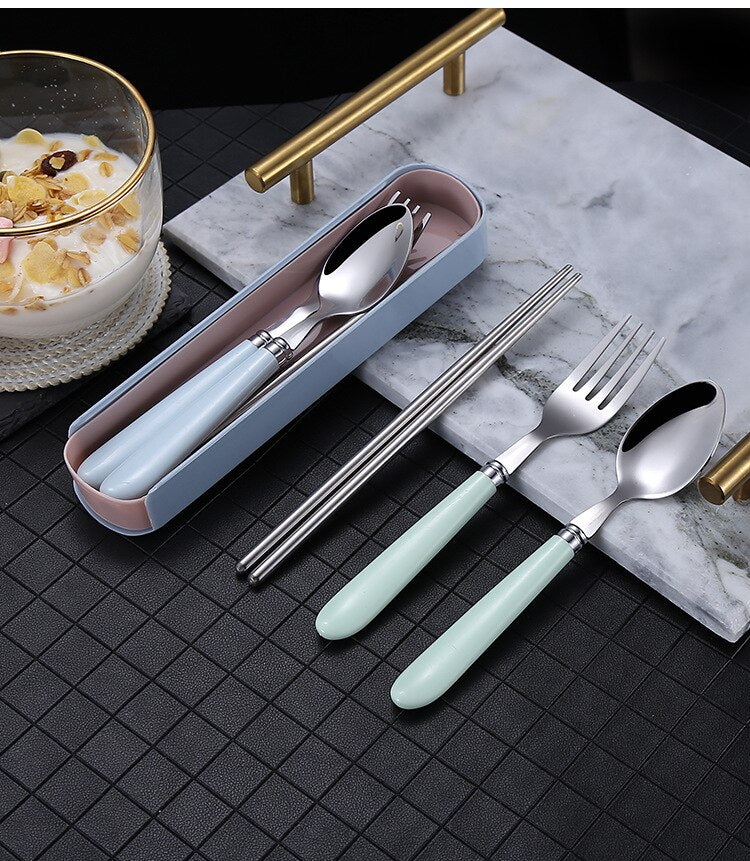 Set stoviglie acciaio inox portatile