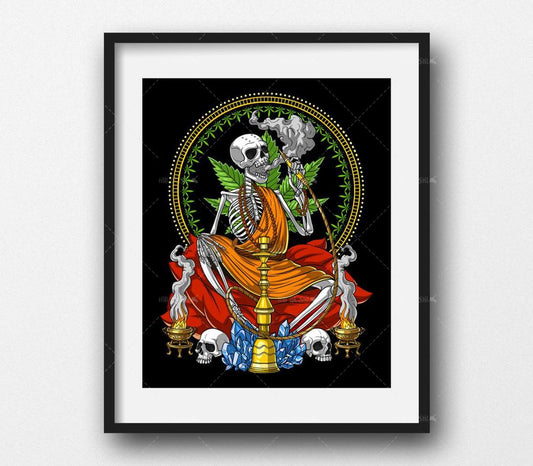 Quadro su tela Teschio con narghilè