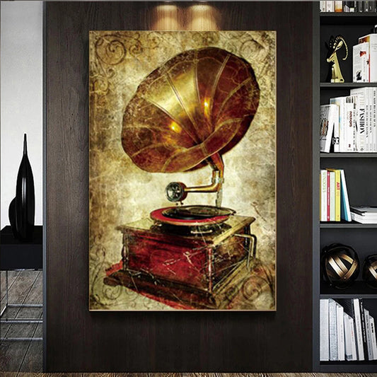 Quadro su tela Grammofono d'epoca