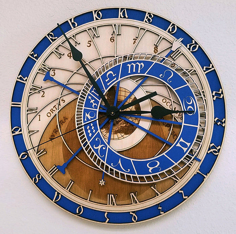 Orologio da parete Zodiaco blu dorato