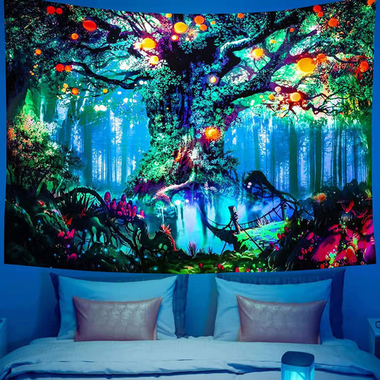 Arazzo Foresta psichedelica fluorescente