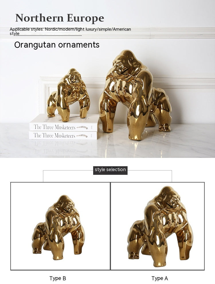 Statuetta orangotango in ceramica
