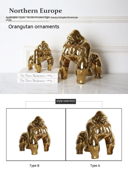 Statuetta orangotango in ceramica