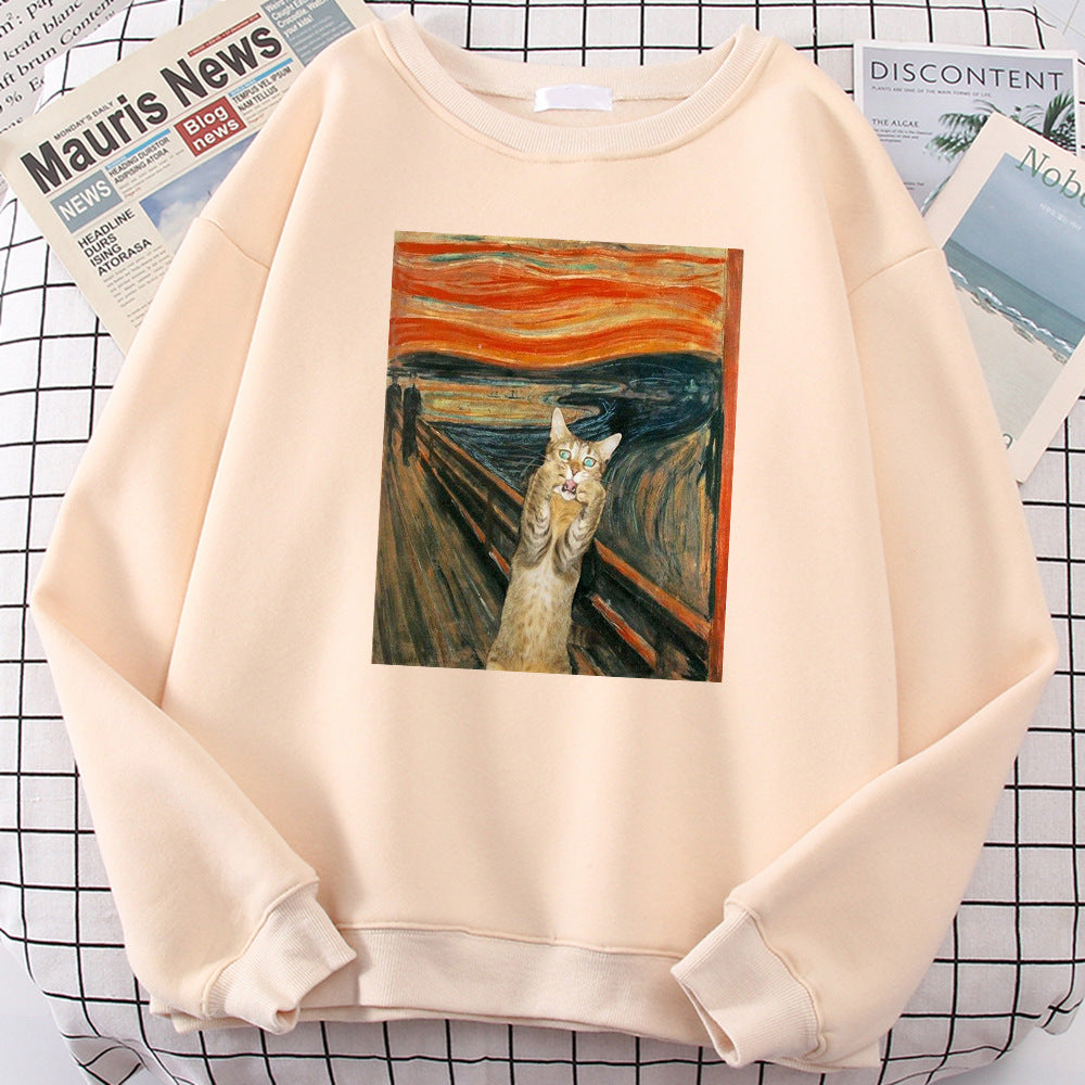 Pullover Gatto Tramonto Olio