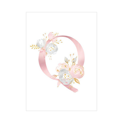Quadro alfabeto fiori rosa