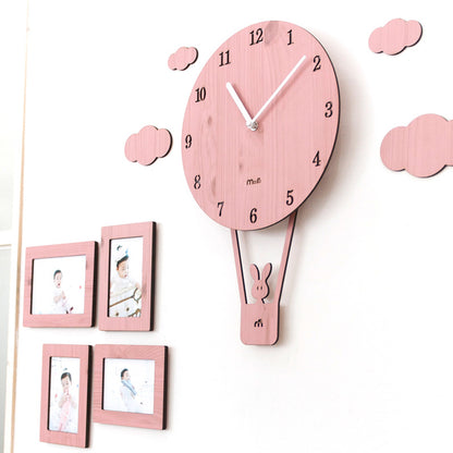 Orologio da parete Mongolfiera rosa nuvole
