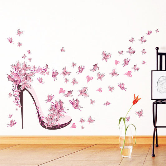 Adesivo murale Farfalla rosa e tacchi