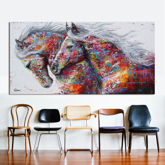 Quadro su tela Due cavalli pop art multicolori