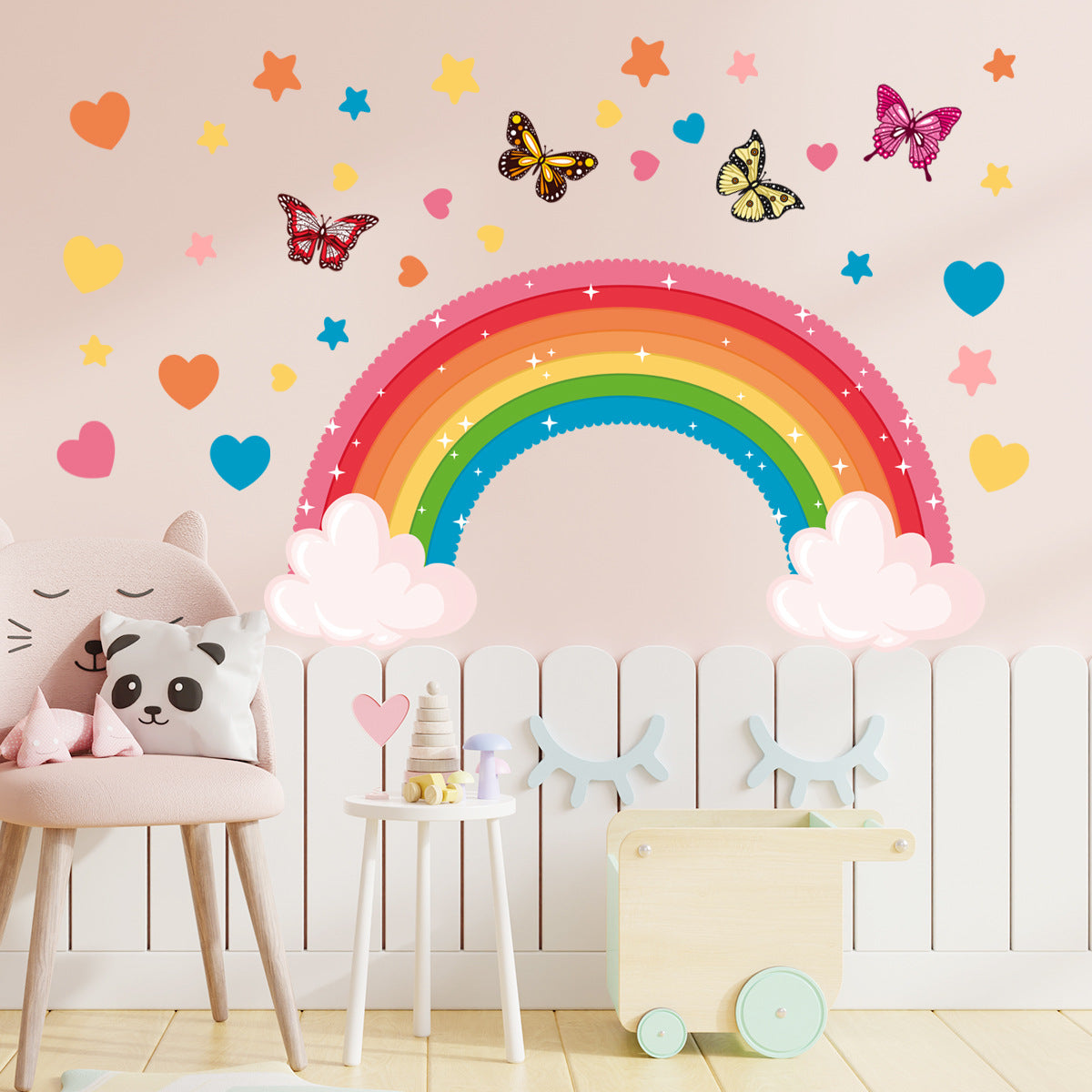 Adesivo farfalle e cuori